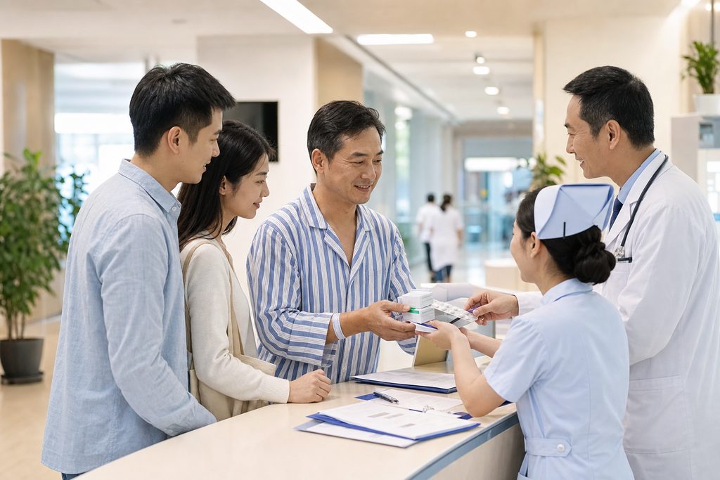 medical tourism discharge package China - medical illustration